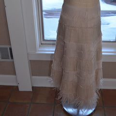 Tiered strapless feathered dress