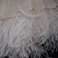 Tiered strapless feathered dress