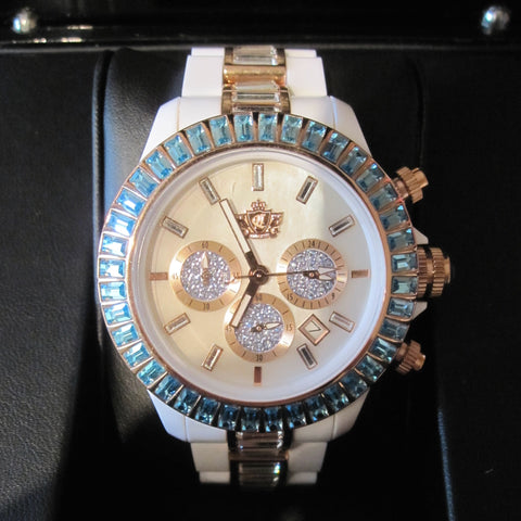 Rainbow White Ceramic Crystal Watch